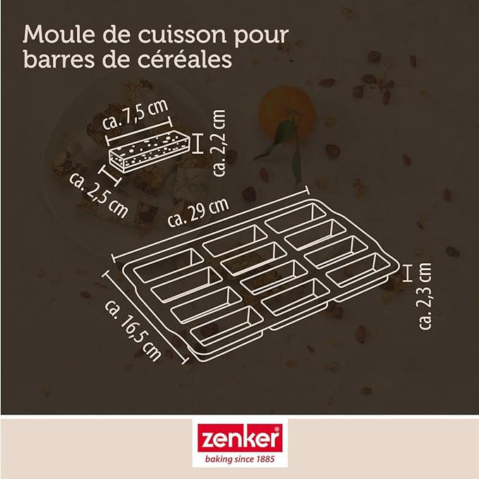 Moule en silicone pour 12 barres de muesli Zenker Sweet Sensation