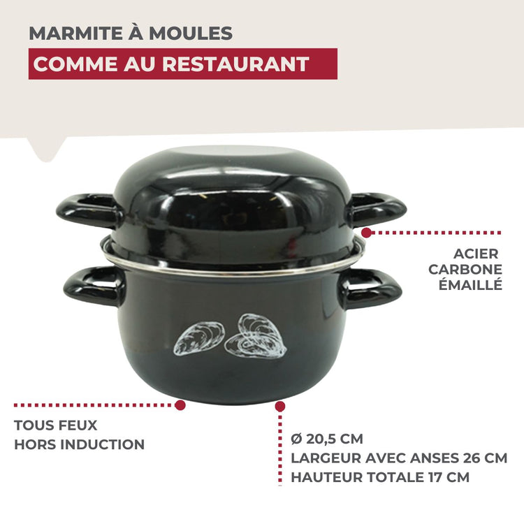 Ensemble de 2 Marmites à Moules émaillée 20,5 x 26 x 17,5 cm Fackelmann