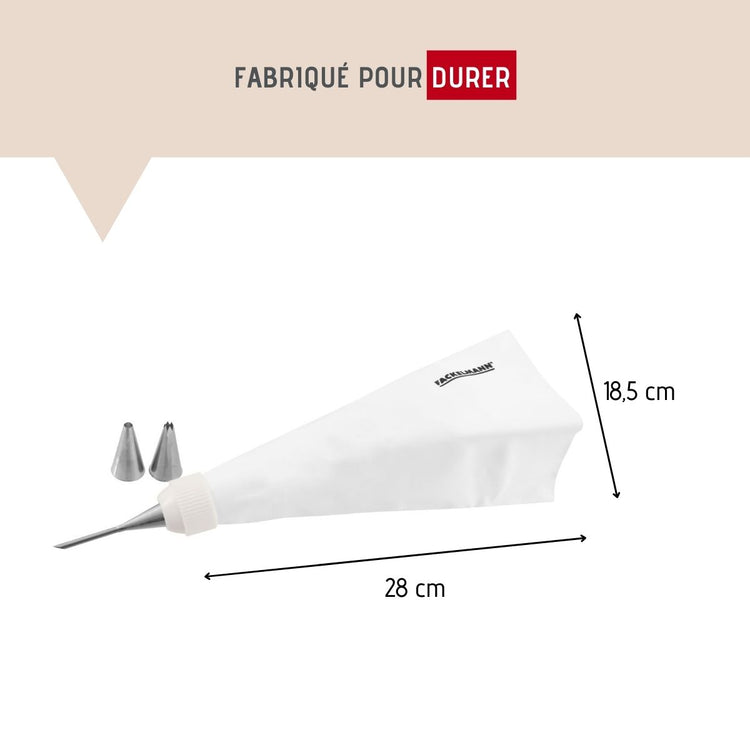 Poche à douille professionnelle réutilisable et 3 douilles inox FM Professional Pâtisserie