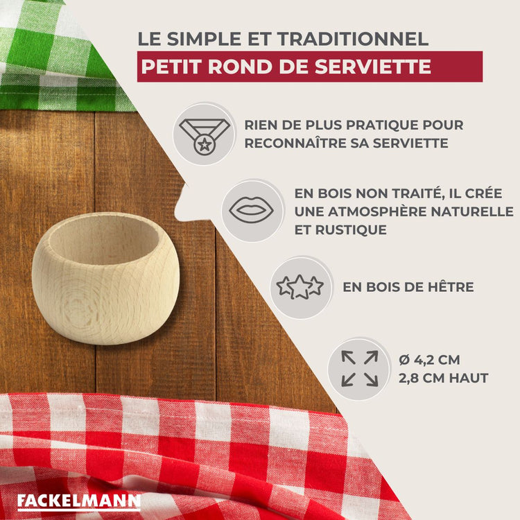 Rond de serviette en bois naturel non traité Fackelmann Boissellerie