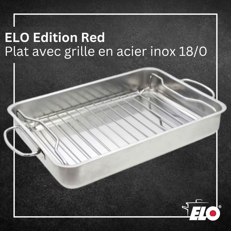 Plat à four acier inoxydable avec grille Elo Edition Red
