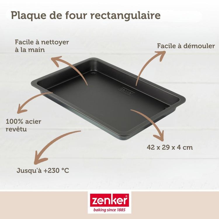 Plaque de four rectangulaire 42 x 29 cm Zenker Black Metallic