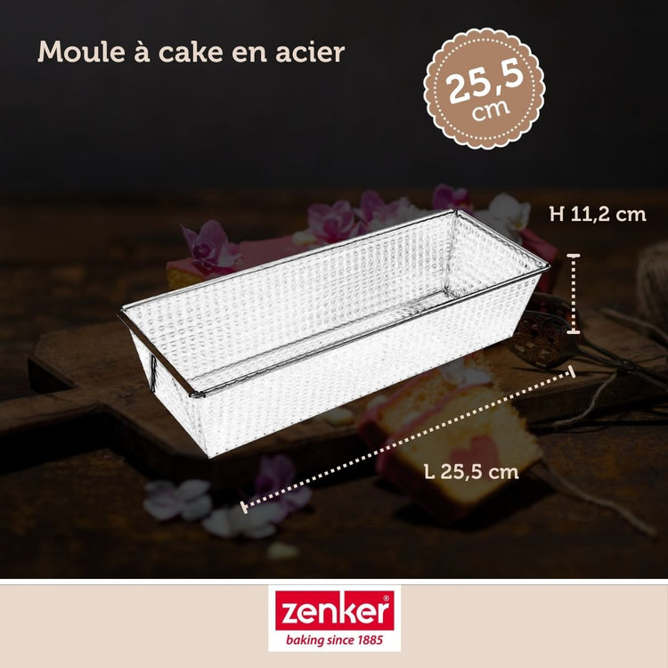 Set comprenant 1 Moule à cake en acier étamé, 1 spatule Zenker et 2 bols à mixer en inox Fackelmann