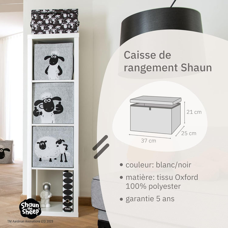Boîte de rangement avec couvercle fond noir Lifeney Shaun le mouton
