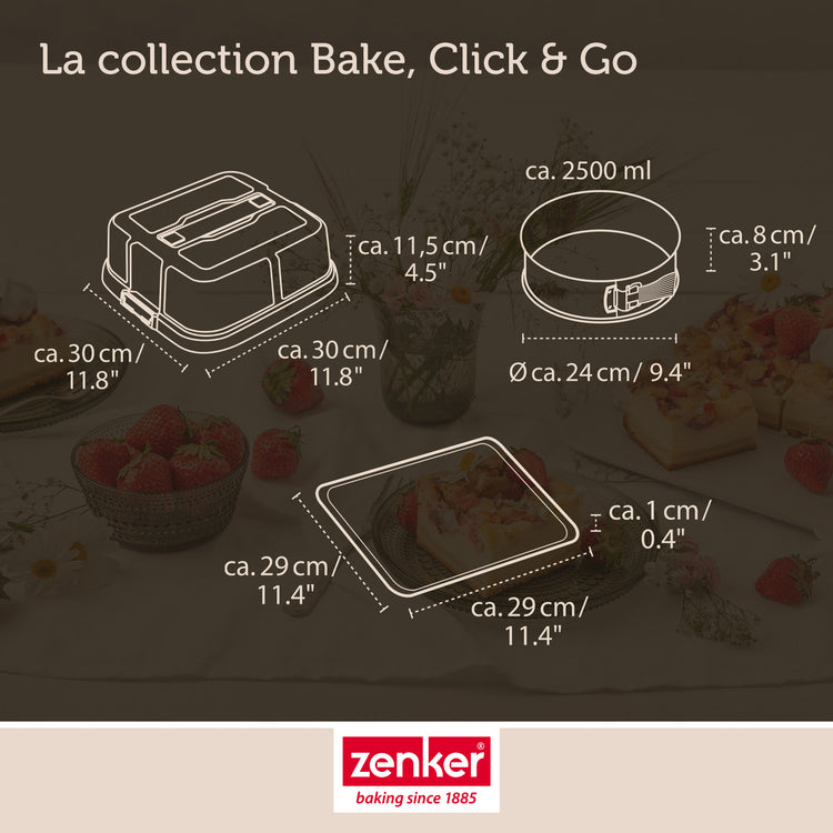 Set de 4 ustensiles de pâtisserie moule à manqué bol à mixer et spatule de cuisine Zenker Bake Click and Go