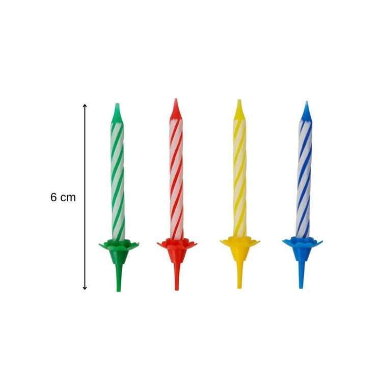 2 Lots de 24 bougies d'anniversaire et 12 bobèches Fackelmann Rio Party