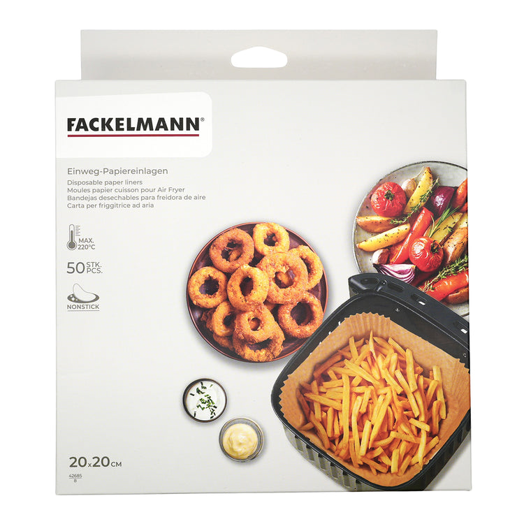 Ensemble de 100 Moules en papier pour air fryer carrés 20 cm Fackelmann Divers