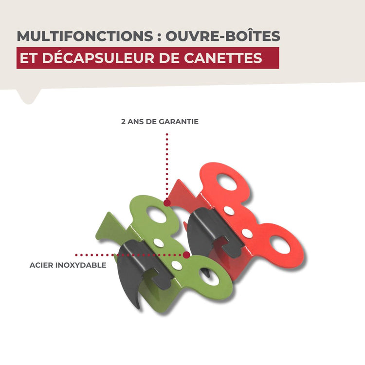 Duo Ouvre boîte manuel papillon et tire languette Fackelmann