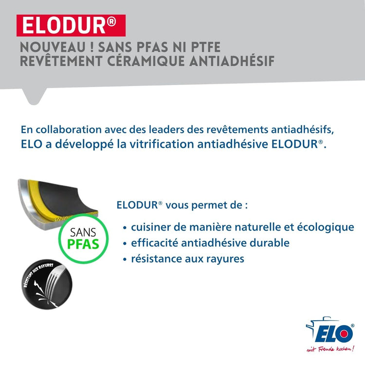 Poêle de cuisson avec revêtement céramique sans PFAS 24 cm Prima Cucina Elo