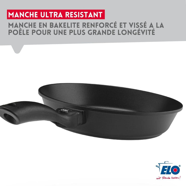 Poêle à frire 32 cm en aluminium pressé avec couvercle en verre Elo Alucast