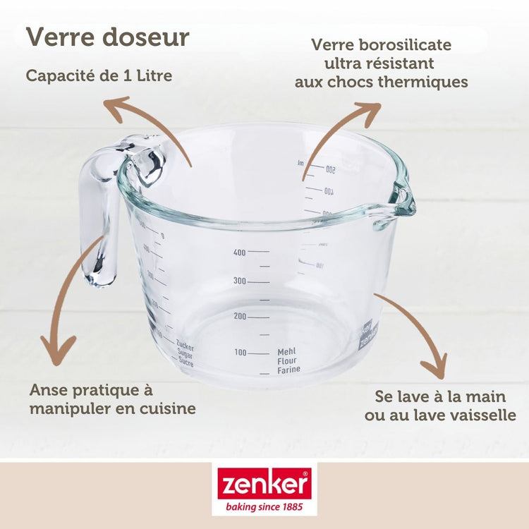 Verre à mesurer en borosilicate 1L Zenker