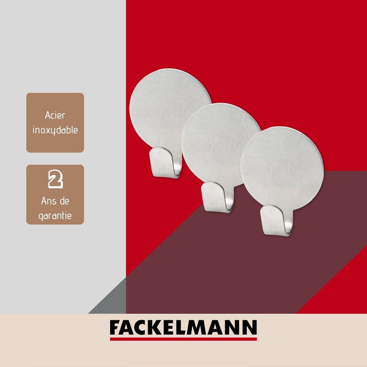 Lot de 3 crochet adhésifs ronds Fackelmann Tecno
