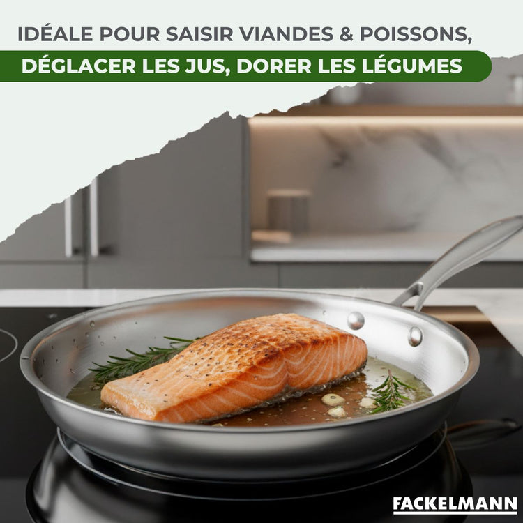 Poêle 26 cm en inox 18/10 Triply Fackelmann Vita3