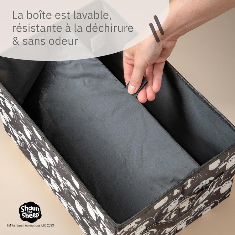 Boîte de rangement avec couvercle fond noir Lifeney Shaun le mouton