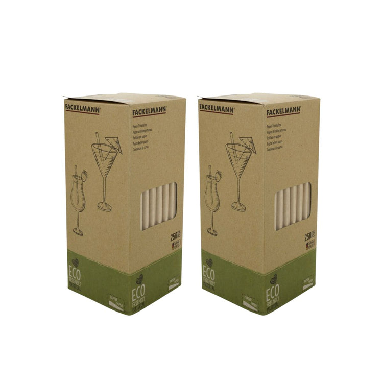 Lot de 500 pailles en papier brun 21 cm Fackelmann Nature