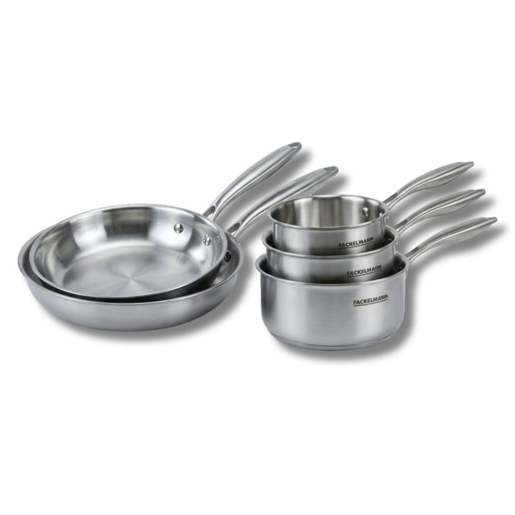 Batterie de cuisine avec 2 poêles 24/28 cm et 2 casseroles 14/18 cm en inox sans PFAS Fackelmann Vita3