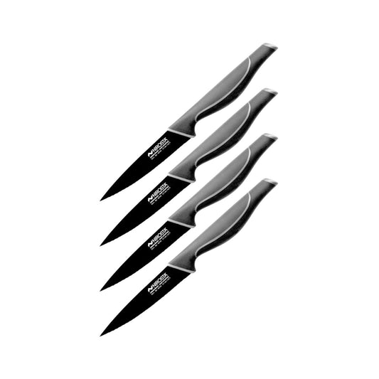 Ensemble de 4 Couteaux de cuisine cranté Nirosta Black Edition