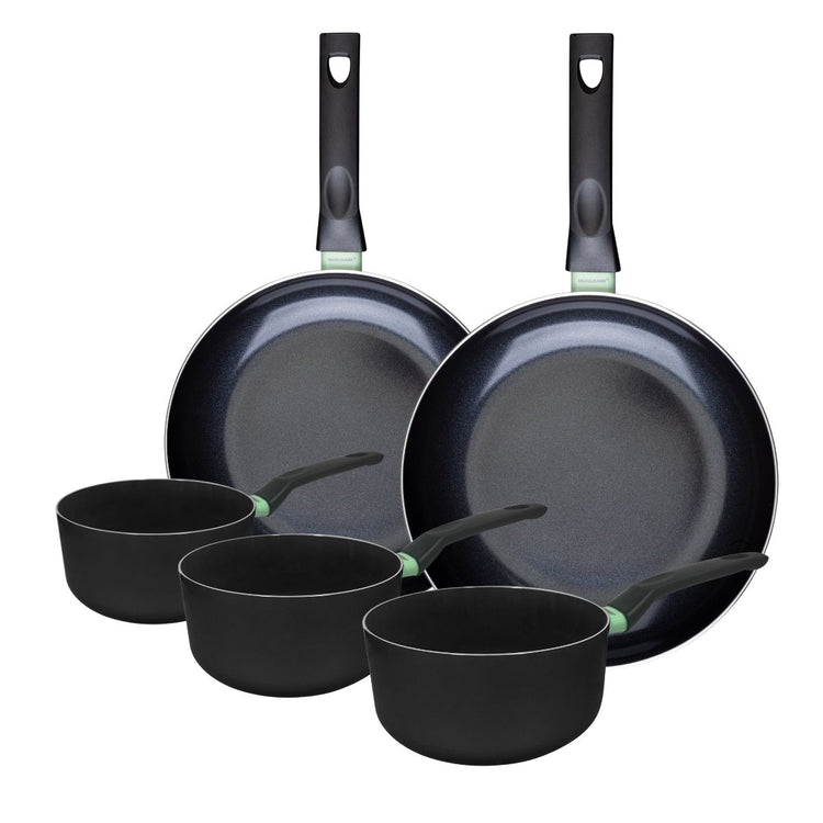 Ensemble de 2 poêles de 28 et 30 cm et 3 casseroles 16, 18 et 20 cm Fackelmann Brandao