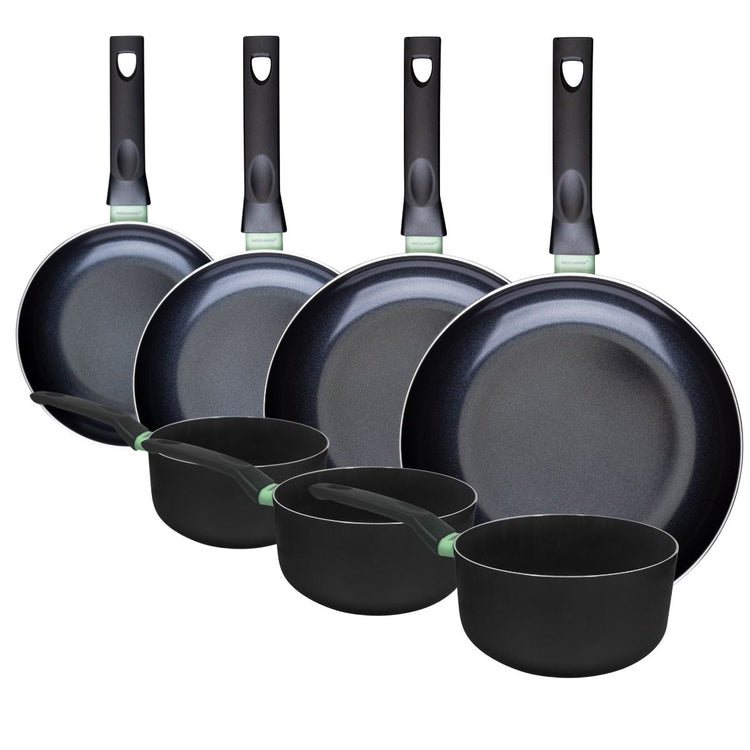 Ensemble de 4 poêles de 20, 24, 28 et 30 cm et 3 casseroles 16, 18 et 20 cm Fackelmann Brandao