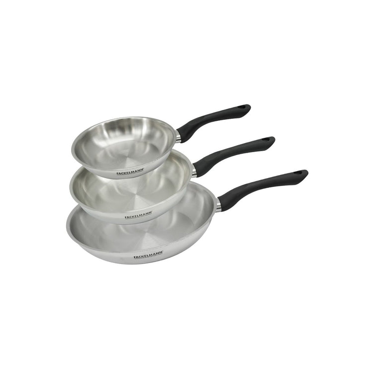 Set 3 poêles 20 24 et 28 cm en inox Fackelmann Geneva