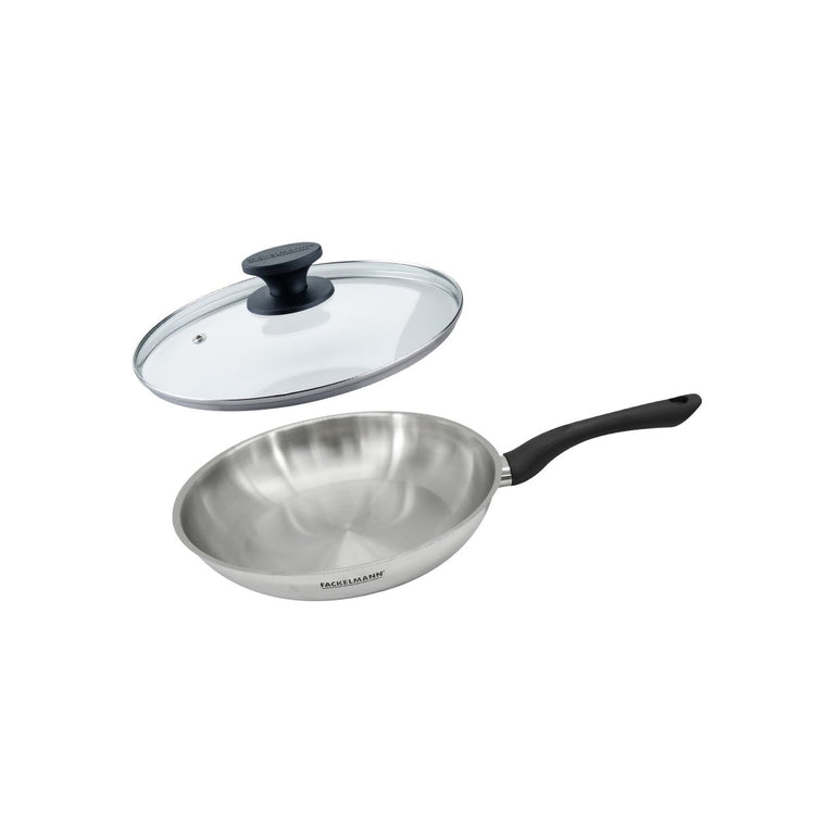 Set poêle 28 cm en inox et couvercle verre Fackelmann Geneva