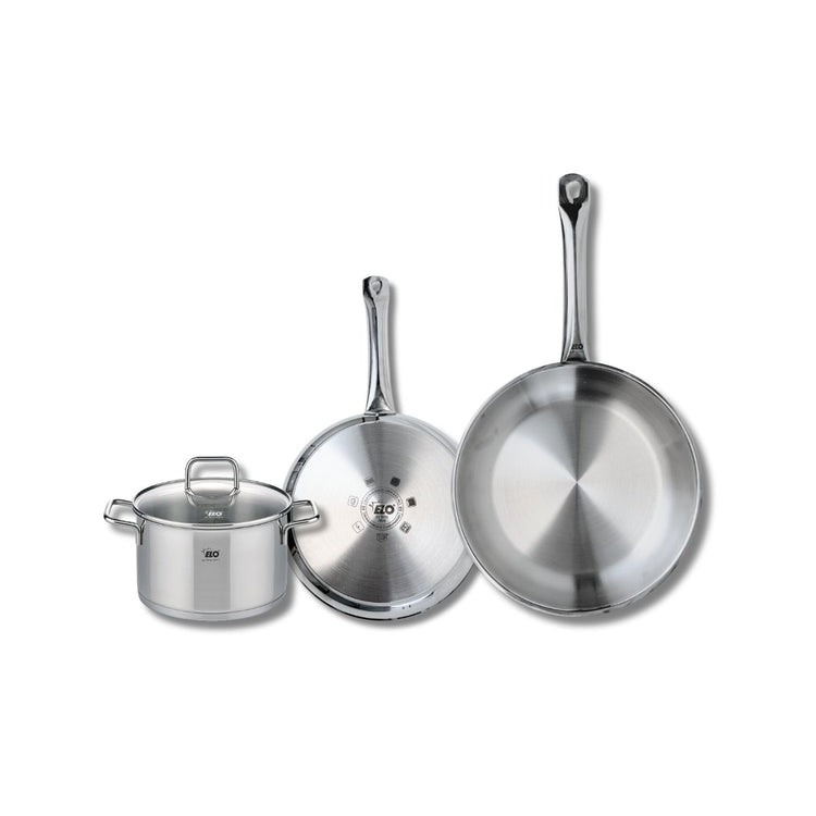 Set de 2 Poêles de cuisson 24 et 28 cm et 1 faitout 16 cm Elo Profi Citrin