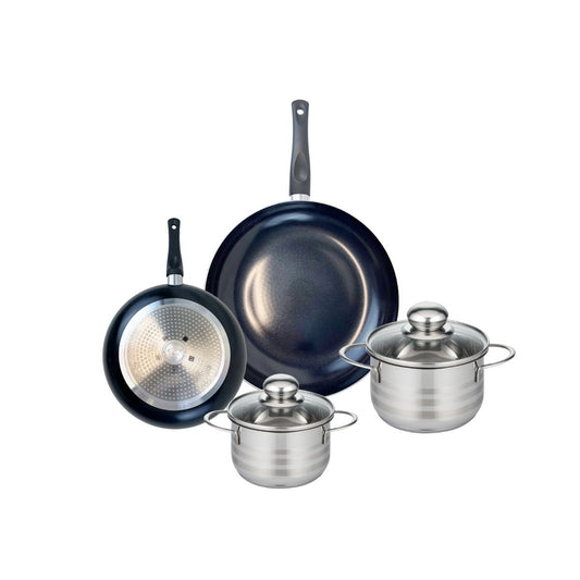 Ensemble de 2 Poêles de cuisson 20 et 28 cm et 2 faitouts 14 et 16 cm Elo Prima Brillant
