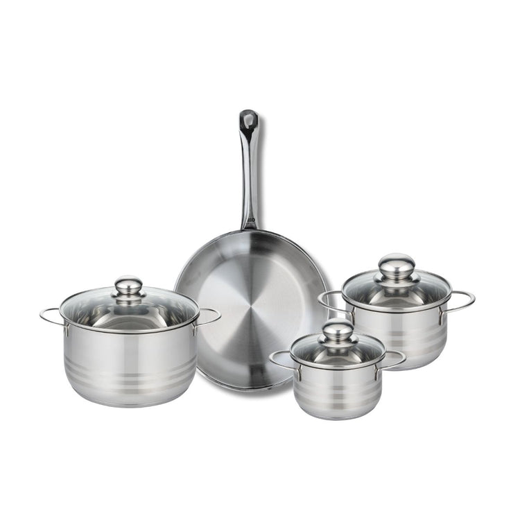 Ensemble de 1 Poêle de cuisson 28 cm et 3 faitouts 14, 16 et 20 cm Elo Profi Brillant