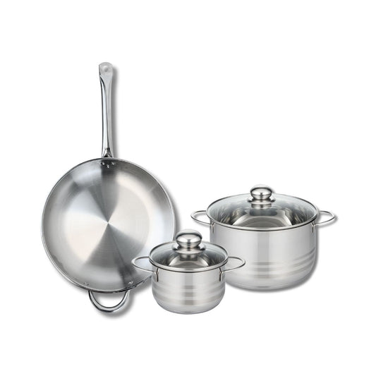 Ensemble de 1 Poêle de cuisson 32 cm et 2 faitouts 16 et 24 cm Elo Profi Brillant