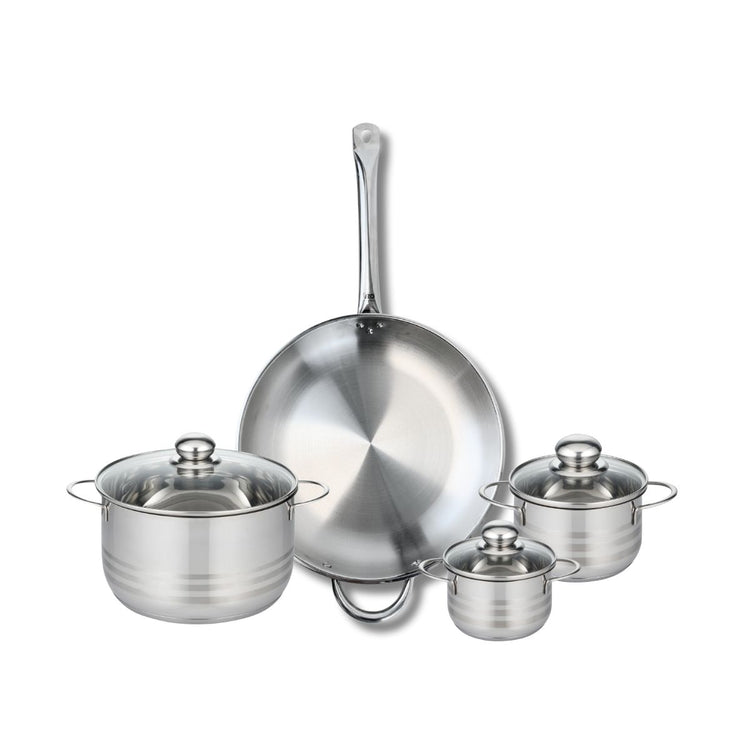 Ensemble de 1 Poêle de cuisson 32 cm et 3 faitouts 12, 14 et 20 cm Elo Profi Brillant