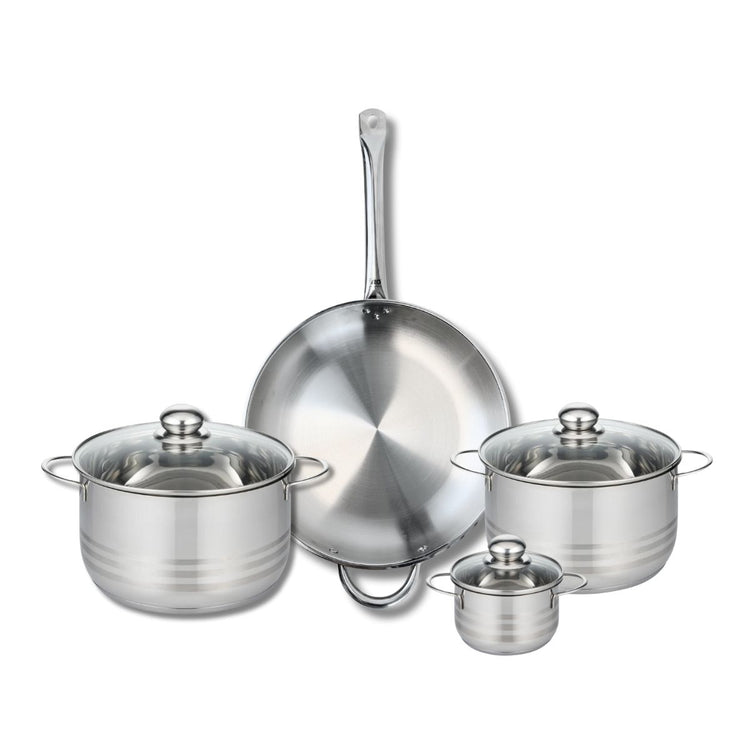 Ensemble de 1 Poêle de cuisson 32 cm et 3 faitouts 12, 20 et 24 cm Elo Profi Brillant