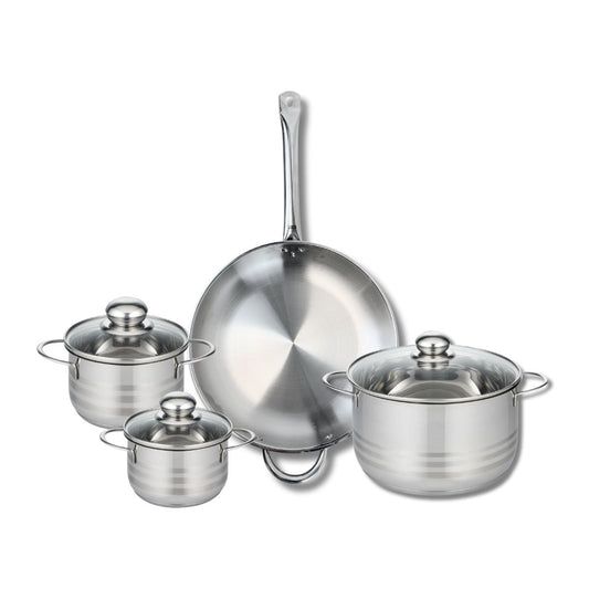 Ensemble de 1 Poêle de cuisson 32 cm et 3 faitouts 14, 16 et 24 cm Elo Profi Brillant