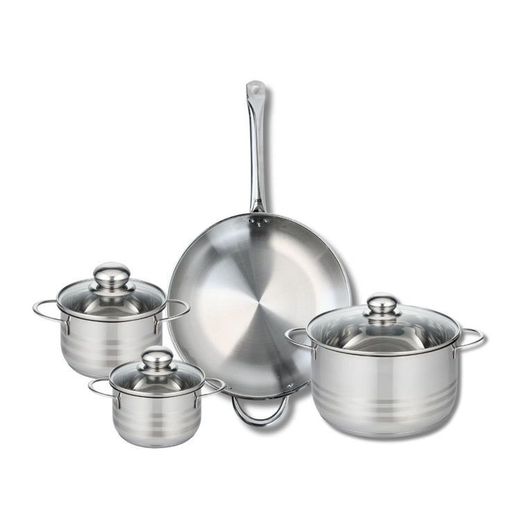 Ensemble de 1 Poêle de cuisson 32 cm et 3 faitouts 14, 16 et 24 cm Elo Profi Brillant