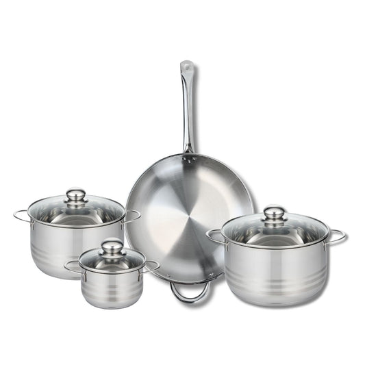 Ensemble de 1 Poêle de cuisson 32 cm et 3 faitouts 14, 20 et 24 cm Elo Profi Brillant
