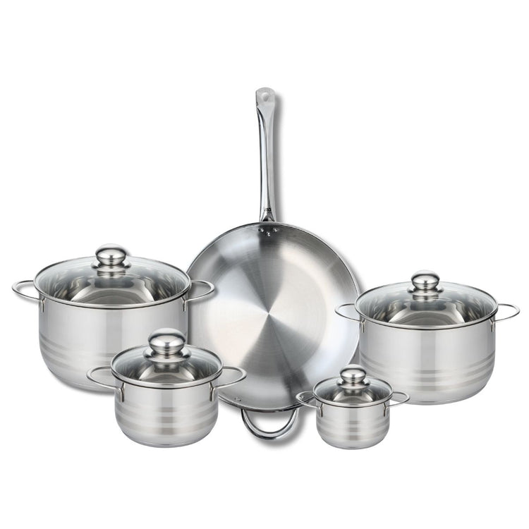 Ensemble de 1 Poêle de cuisson 32 cm et 4 faitouts 12, 16, 20 et 24 cm Elo Profi Brillant