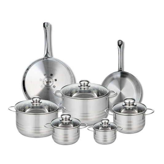 Ensemble de 2 Poêles de cuisson 24 et 28 cm et 5 faitouts 12, 14, 16, 20 et 24 cm Elo Profi Brillant