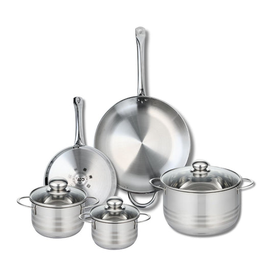 Ensemble de 2 Poêles de cuisson 24 et 32 cm et 3 faitouts 14, 16 et 24 cm Elo Profi Brillant