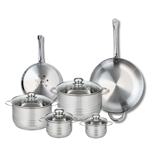 Ensemble de 2 Poêles de cuisson 24 et 32 cm et 4 faitouts 12, 14, 20 et 24 cm Elo Profi Brillant