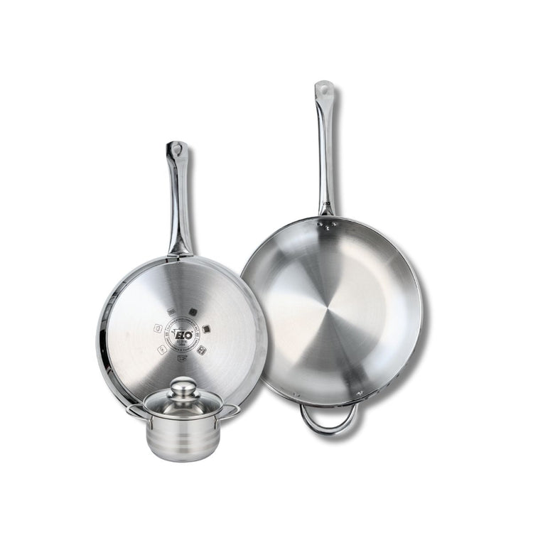 Ensemble de 2 Poêles de cuisson 28 et 32 cm et 1 faitout 12 cm Elo Profi Brillant