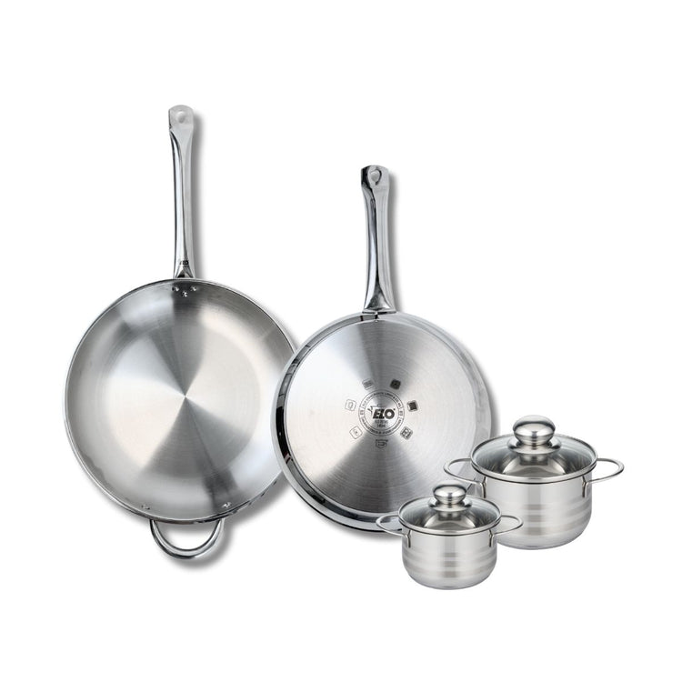 Ensemble de 2 Poêles de cuisson 28 et 32 cm et 2 faitouts 12 et 14 cm Elo Profi Brillant