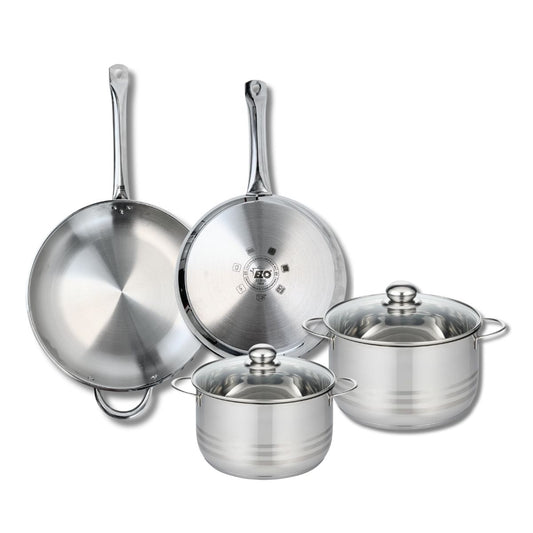 Ensemble de 2 Poêles de cuisson 28 et 32 cm et 2 faitouts 20 et 24 cm Elo Profi Brillant