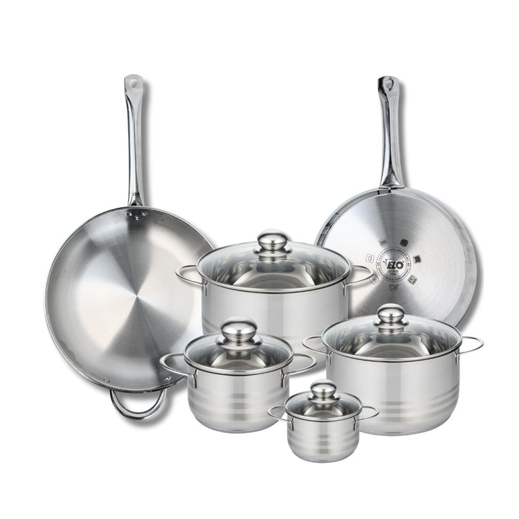 Ensemble de 2 Poêles de cuisson 28 et 32 cm et 4 faitouts 12, 16, 20 et 24 cm Elo Profi Brillant