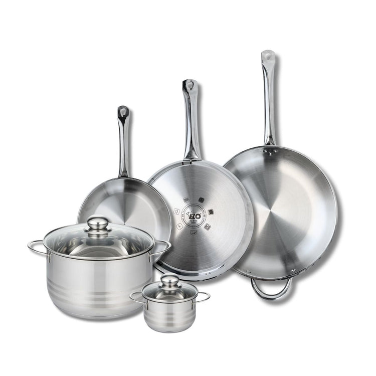 Ensemble de 3 Poêles de cuisson 24, 28 et 32 cm et 2 faitouts 12 et 24 cm Elo Profi Brillant