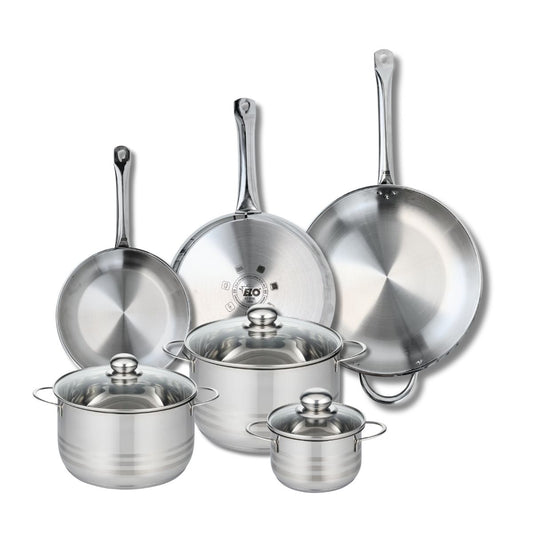 Ensemble de 3 Poêles de cuisson 24, 28 et 32 cm et 3 faitouts 14, 20 et 24 cm Elo Profi Brillant