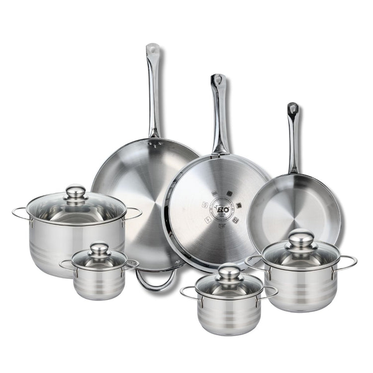 Ensemble de 3 Poêles de cuisson 24, 28 et 32 cm et 4 faitouts 12, 14, 16 et 20 cm Elo Profi Brillant