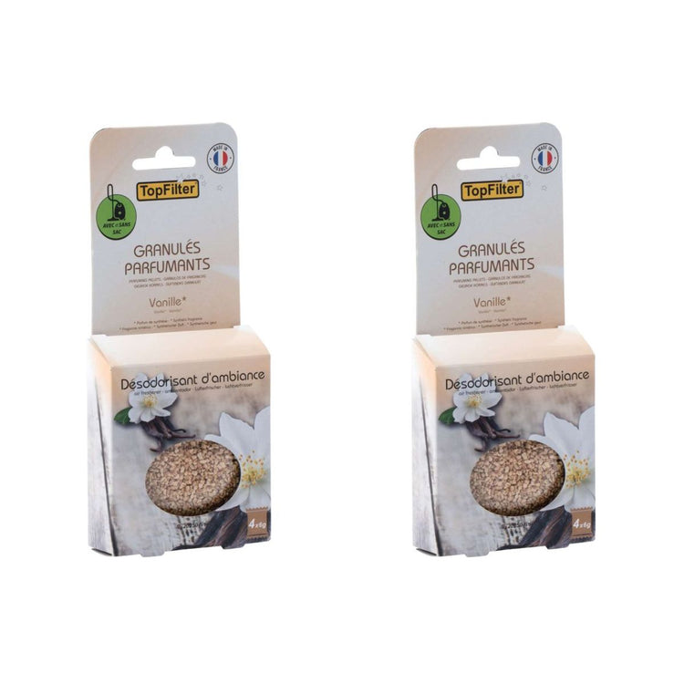 Lot de 2 x 4 Sachets de granulés de parfum pour aspirateur à la vanille TopFilter