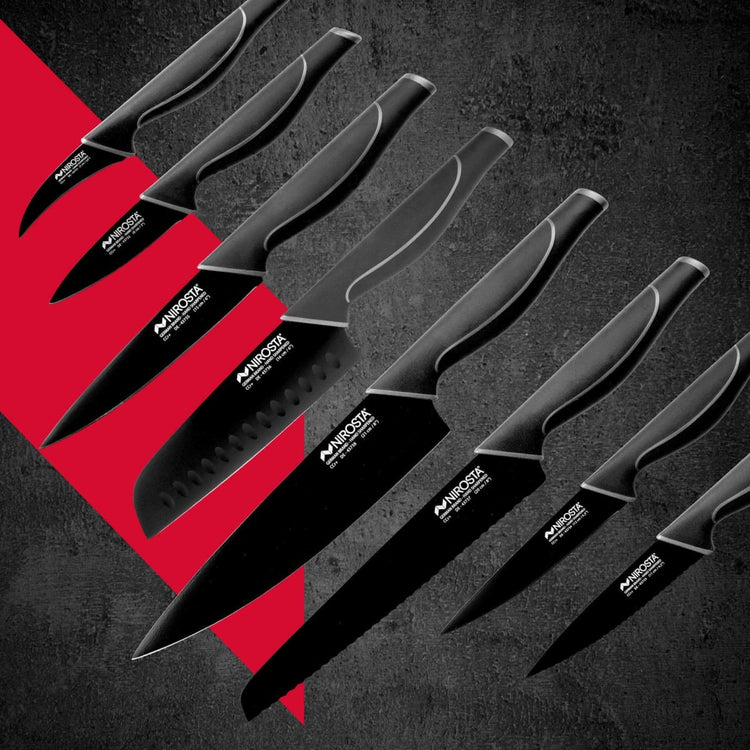 Couteaux professionnels en inox tranchants Set de 2, dimensions 20 x 8 cm acier inoxydable Nirosta Black Edition