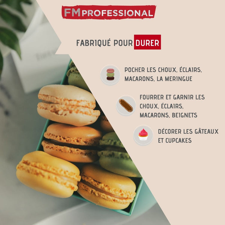 Poche à douille en coton et 4 douilles en plastique FM Professional Pâtisserie