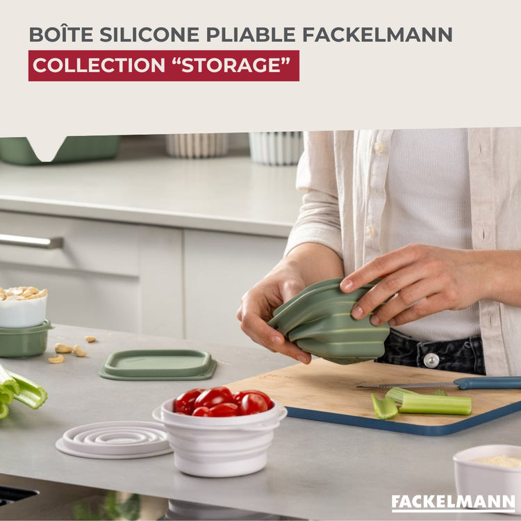Boite à Snacks Pliable en Silicone Blanc Fackelmann Storage