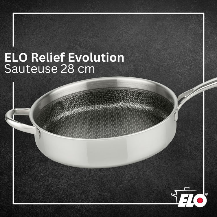 Sauteuse 28 cm en inox 18/10 Elo Relief Evolution